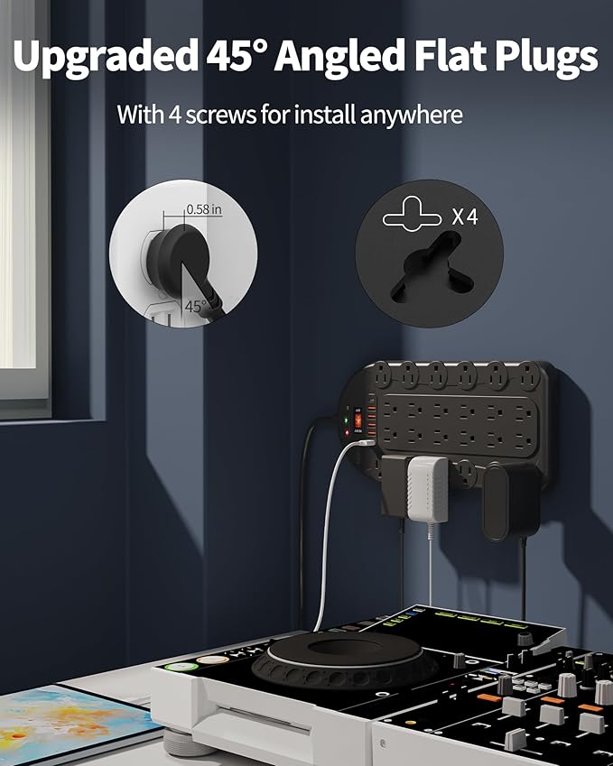DEPOW 25 Ft Power Strip Surge Protector (3,400 Joules), DEPOW 24 AC Multiple Outlets (1875W/15A) with 6 USBs (2 USB-C Ports), ETL Listed, Heavy Duty Long Extension Cord for Home, Office, Black