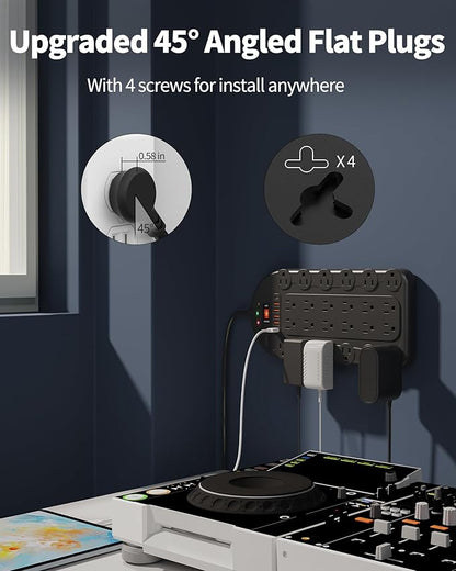 DEPOW 25 Ft Power Strip Surge Protector (3,400 Joules), DEPOW 24 AC Multiple Outlets (1875W/15A) with 6 USBs (2 USB-C Ports), ETL Listed, Heavy Duty Long Extension Cord for Home, Office, Black