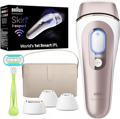 Braun Smart IPL, Skin i·Expert Pro 7, VOGUE's Best Hair Removal Device, IPL Hair Removal for Women and Men, Permanent Laser Hair Reduction At-Home, World's 1st Smart App, 4 Heads, IPL7387