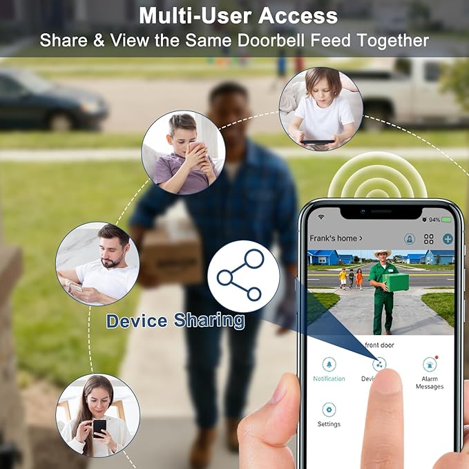 Doorbell Camera Wireless with Chime -2K HD Video AI Motion Detection, Two - Way Audio, Night Vision, Cloud Storage,Battery Powered - Compatible with Alexa, 2.4G WiFi Only