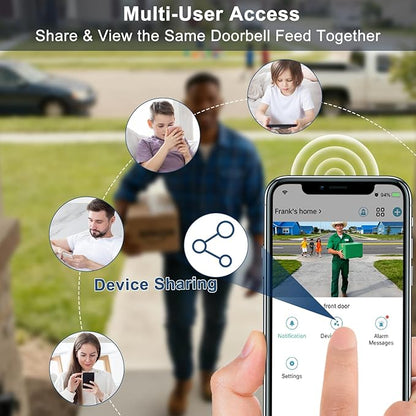 Doorbell Camera Wireless with Chime -2K HD Video AI Motion Detection, Two - Way Audio, Night Vision, Cloud Storage,Battery Powered - Compatible with Alexa, 2.4G WiFi Only