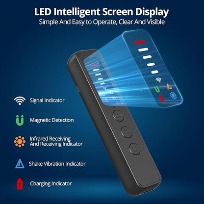AI Hidden Camera Detector, Spy Camera Detectors – for Hotels, Travel, Home & Office: Portable RF Signal Scanner with 5-Level Sensitivity, AI-Powered Anti-Spy Device, GPS Tracker & Bug Detector