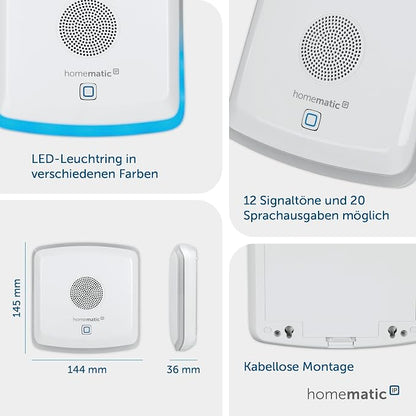Homematic IP Combination signal transmitter | Smart Home, Audible/Visible, Wireless Doorbell Chime with Battery Operation, App Setting, 152348A0