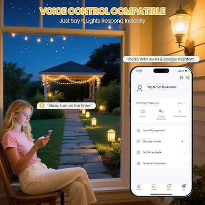 WiFi Smart Socket Timer for Low Voltage Landscape Lighting, App & Voice Control with Alexa/Google, 4 Smart Modes, 2.4GHz Wi-Fi, Easy to Install