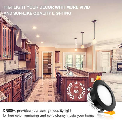YGS-Tech 2 Inch LED Recessed Lighting, Dimmable Downlight 3W(35W Halogen Equivalent), CRI80, 3000K Warm White Ceiling Light with LED Driver(4 Pack)
