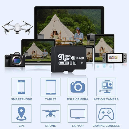 Sovmiku 128GB Micro_SD Card for Indoor/Outdoor Security Cameras, UHS-I U3 Read 90MB/sec, Write 30MB/sec, Memory Card for Action Camera, Drones, Dash Camera, Steam Deck, Switch.etc.