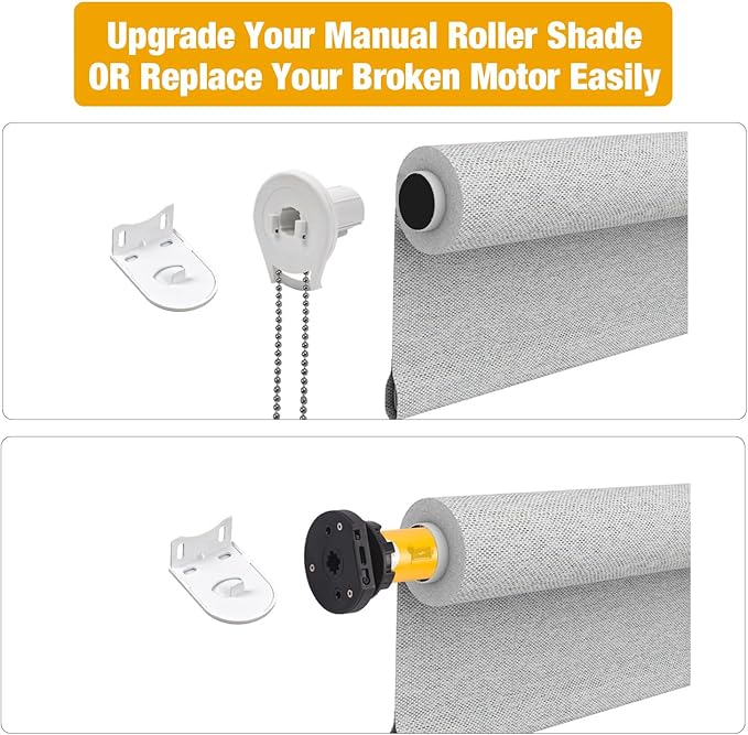 Motorized Roller Shade Conversion Kit — Remote-Controlled Upgrade for Roller/Zebra/Roman Shades, Fits 1.5" (38mm) Tubes, 12 lb Lift, Quiet Copper Motor, USB-C Rechargeable — Model AM25-1/25-ES-E