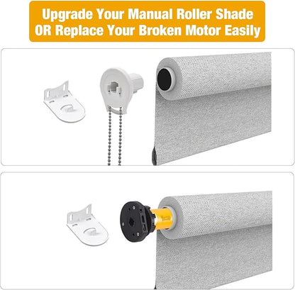 Motorized Roller Shade Conversion Kit — Remote-Controlled Upgrade for Roller/Zebra/Roman Shades, Fits 1.5" (38mm) Tubes, 12 lb Lift, Quiet Copper Motor, USB-C Rechargeable — Model AM25-1/25-ES-E