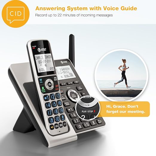 AT&T BL3107-3 DECT 6.0 3-Handset Cordless Phone, Titanium Black | Bluetooth Connect to Cell, Smart Call Blocker, Digital Answering System, Extended Range, Big Buttons