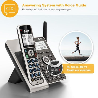 AT&T BL3107-3 DECT 6.0 3-Handset Cordless Phone, Titanium Black | Bluetooth Connect to Cell, Smart Call Blocker, Digital Answering System, Extended Range, Big Buttons