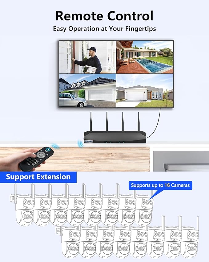 【Auto Tracking & 2-Way Audio】 Outdoor Wireless Security Camera System, Home Video Surveillance Cameras, WiFi PTZ Camera Systems
