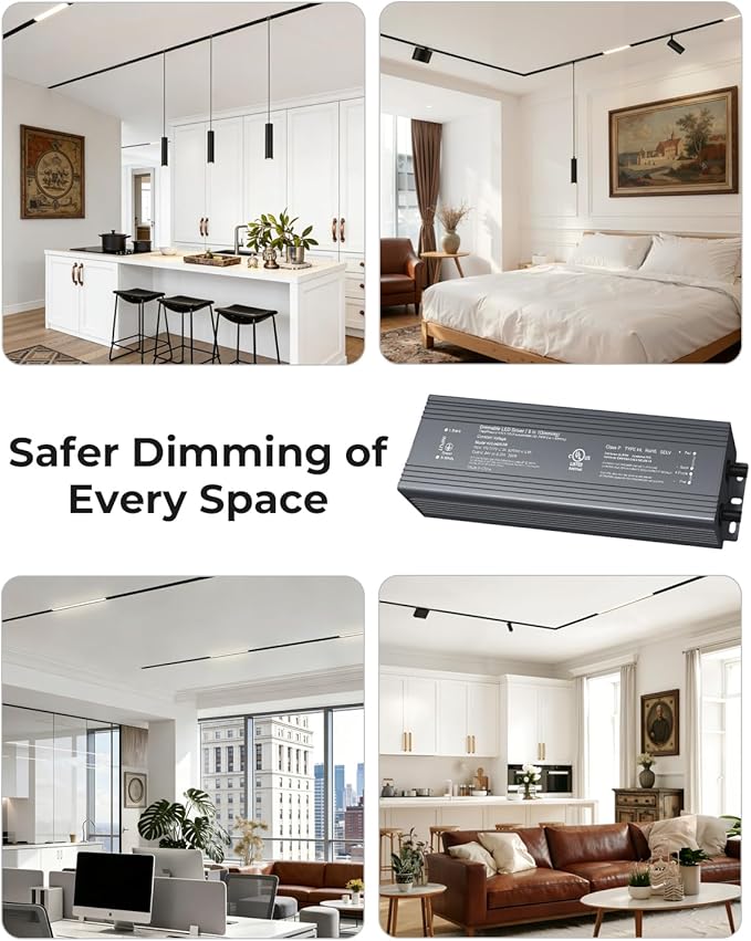 SCON 24V DC 200W LED Power Driver for Track Lighting System, TRIAC/ELV/0-10V/1-10V Dimmable Supply Transformer Converter Adaptor for LED Lights (Driver B for XTB106-24SD)