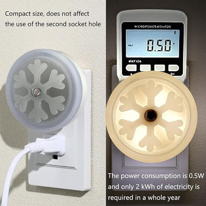 Smart LED Night Light [2-Pack], Plug-in with Auto Dusk to Dawn Sensor | Dimmable, Energy Efficient, Compact Wall Lights for Bedroom, Bathroom, Hallway, Kitchen (Snowflake Warm Light, 2)