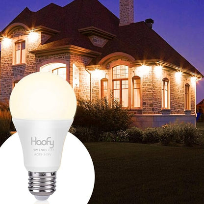 Haofy Dusk to Dawn Light Bulb, Smart Sensor LED Bulb Built-in Photosensor Detection with Auto Switch Outdoor/Indoor Lamp for Porch Patio Garage Basement Hallway(9W / 2 Pack)