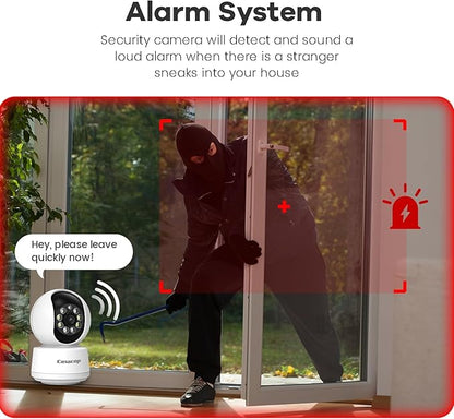 2K 360°Indoor Cameras for Home Security/Baby Monitor, Cat/Pet/Dog Camera with Phone App, 2-Way Audio Smart Home Security Camera 2.4Ghz Night Vision Works with Alexa, No Monthly Fee