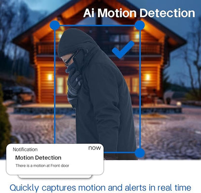 2K Video Doorbell Camera Wireless with Full-Body View & AI Detection - Night Vision, PIR Motion Alerts, Built-in Chime, IP65 Weatherproof, 32GB SD Card &Cloud Storage，No Monthly Fee