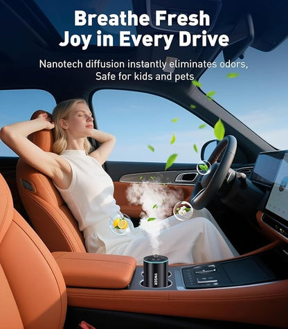 Smart Car Air Freshener Diffuser with Starry Sky Projector, Forest Scent Car Scent with 50ml Essential Oil, Auto On/Off Intelligent, 3 Modes Adjustable, Nano Mist Technology Aroma Diffuser, Cologne