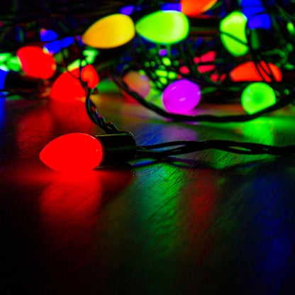 25 Pack Red C9 LED Bulbs, C9 Replacement Bulbs for Christmas Tree Lights Patio String Lights Outdoor Indoor, E17/C9 Intermediate Base, 7 Watt, Ceramic Red