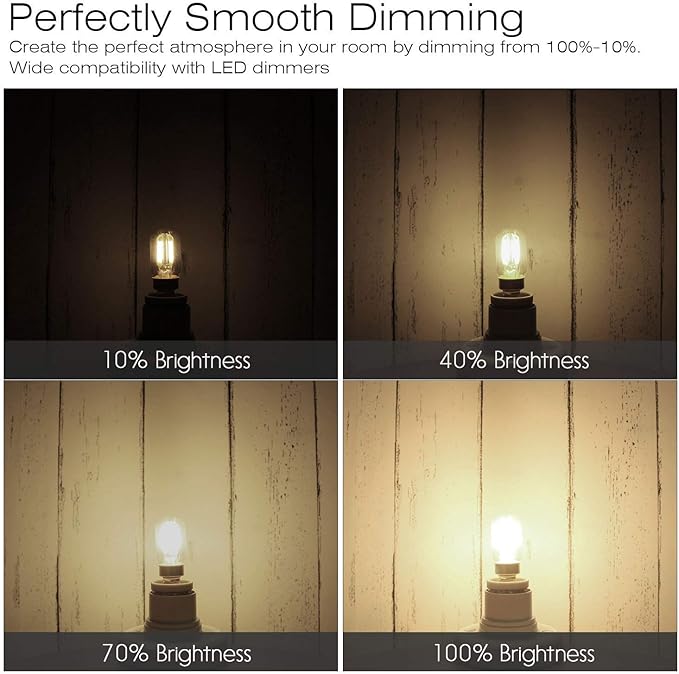 4W E12 LED Filament T20 Night Light Bulb,3000K Warm White LED Salt Lamp Bulbs, 110V Dimmable,Equivalent 40 Watt Light Bulbs E12 Candelabra Base Salt Lamp Light Bulb,Pack of 5
