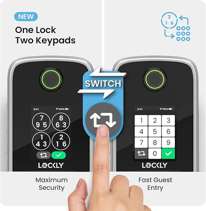 Lockly Secure Pro Smart Lock with Built-in Wi-Fi, Fingerprint Door Lock, Keyless Entry Digital Door Lock with PIN Genie Keypad (Satin Nickle)