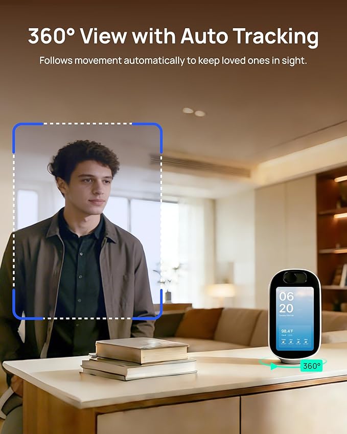 Indoor Security Camera with 4" Screen, 4MP Baby/Elderly Monitor with AI Conversation & Two-Way Talk Video, Baby Crying, Human and Pet Detection, 355°Pan, 5G/2.4G WiFi, Motion Tracking, Smart Home