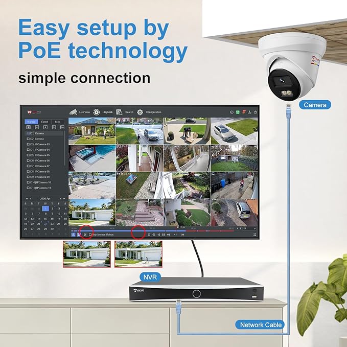 Anpviz 32 Channel 12MP NVR PoE Security Camera System, 32CH H.265+ NVR with 8TB HDD and 16 Ports PoE Switch, 24pcs 4K 8MP IP Wired Cameras with Color Night Vision, CCTV for Business Home（H Series）