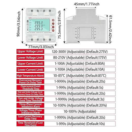 3 Phase AC380V 100A Tuya WiFi Smart Bi-Directional Energy Power kWh Meter Over Under Voltage Current Protector Relay Switch Current Limit Phase Squence Protector Voice Remote Control for Smart Home