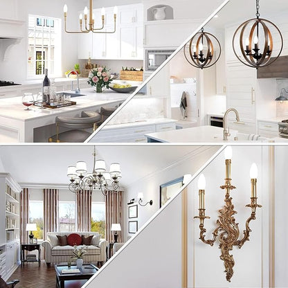 E12 LED Bulb Candelabra Base, Type B LED Bulb 50 Watt Equivalen 5000k Daylight B11 Small Base, Chandelier Ceiling Fan LED Light Bulbs 500 Lumens No-Dimmable Pack of 12