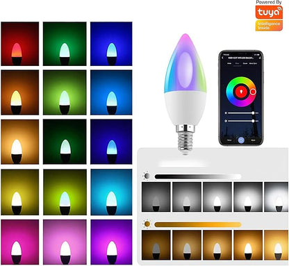 LED Light Bulb Light Bulb 5W E12 Smart Bulb RGBCW 16 Million Color Changing Bulb 2.4G WiFi Smart Life Tuya Compatible with Alexa & Google Home