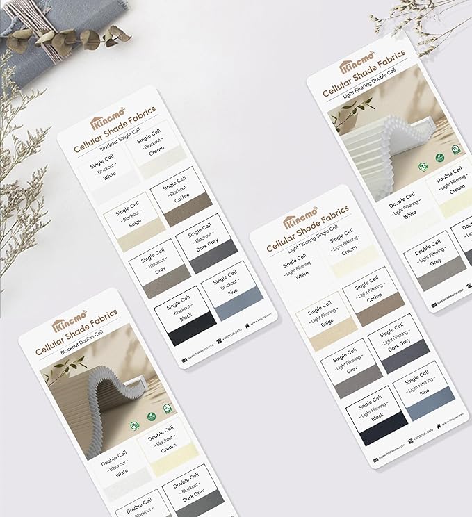 Kincmo Motorized Cellular Shades, Custom Motorized Blinds with Remote, Cordless Smart Electric Honeycomb Blinds Work with Apple HomeKit, Alexa, Google (Fabric-Samples Multicolor)