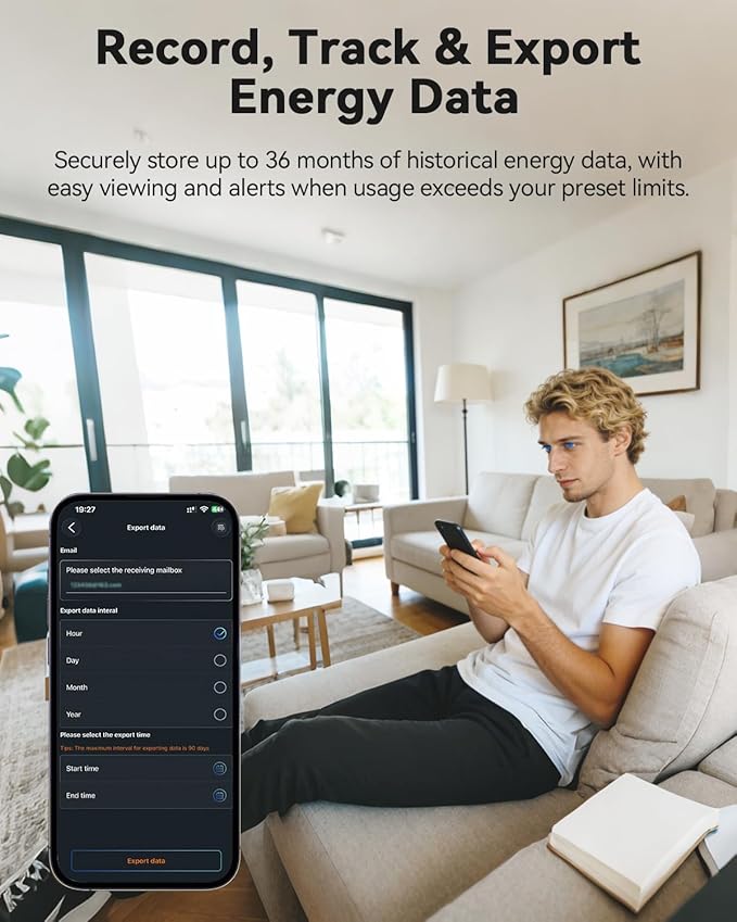 Smart Home Energy Monitor with 16 50A Circuit Level Sensors, Real-Time Power Usage & Electricity Cost Tracking, Ideal for Rental Homes & Shared Apartments, App History, Compatible with Home Assistant