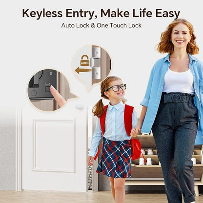 Ulecoce Keyless Entry Door Lock Set WiFi Smart App Control Door Lock for Front Door Keypad Deadbolt with 2 Knobs Auto Lock One Time Codes Easy Install, Black