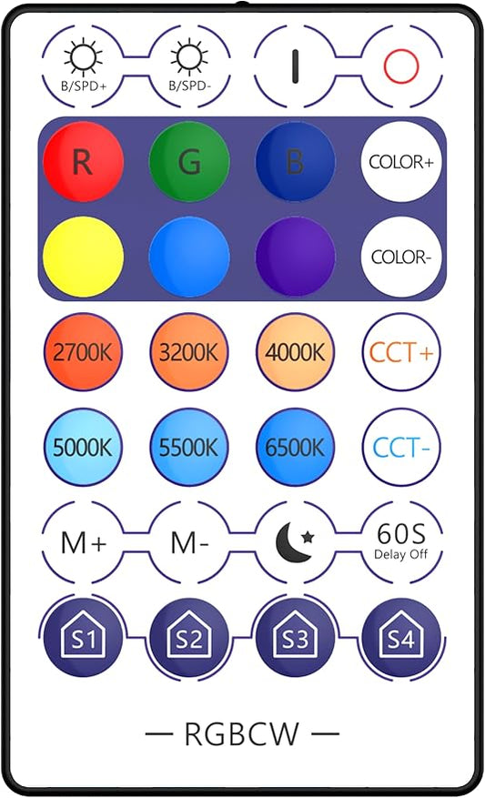 Magic Home 2.4G Remote Control with 28 Keys, RGB+CCT for Smart LED Bulbs, Smart Floor Lamp-1 Pack