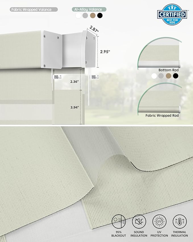 Yoolax Motorized Matter Zebra Blinds Compatible with Alexa, Google Home, Apple HomeKit, Blackout Smart Blinds, Privacy Light Control Horizontal Window Blind for Home (100% Blackout Striped Gold)
