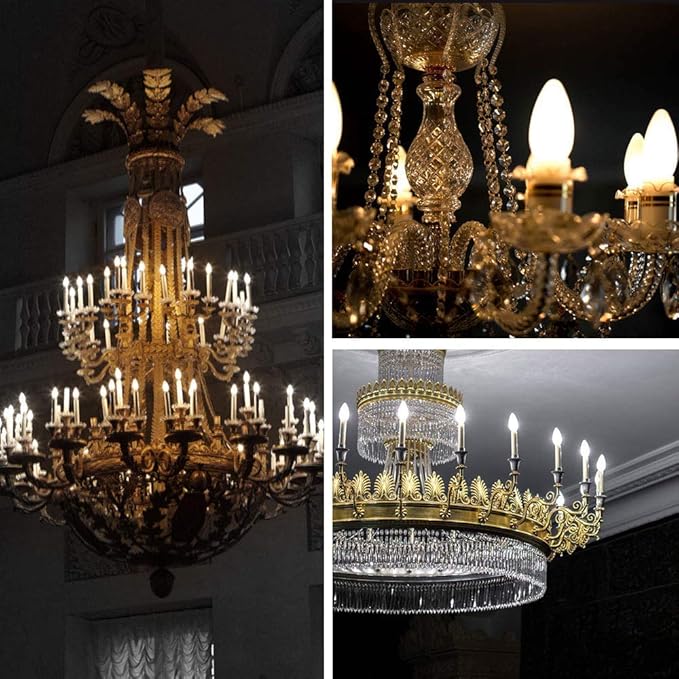 E ENERGETIC LIGHTING LED Candelabra Light Bulbs B10, Daylight 5000K, E12 Base, 60 Watt Equivalent Chandelier LED Edison Bulbs, Dimmable, 8 Pack