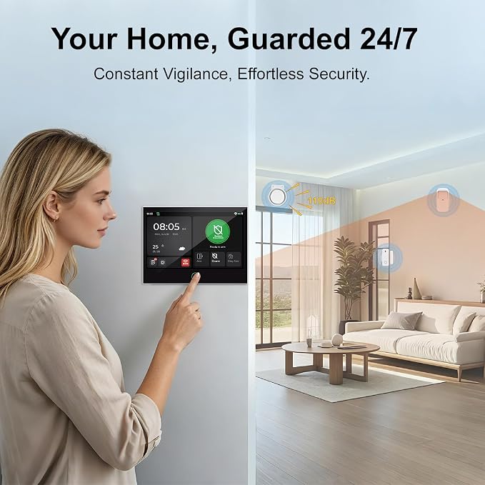 Home Security System, Alarm System for Home Security, 16-Pcs Kit WiFi/GSM SMS Alarm System with Motion Detector, 120dB Alarm Siren, Door Window Burglar Alarm, Smart Remote Control, Alexa-Compatible
