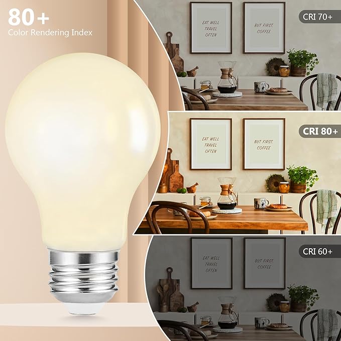 Sigalux A19 LED Filament Light Bulbs, Milky Finish, 8.5W (60W Replacement), 800LM, 2700K Soft White, Dimmable, E26 Medium Base, Pack of 12 for Home and Office