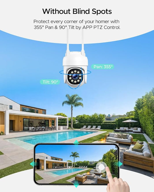 16pcs Wireless Cameras for Home Security Camera System with 500GB WiFi Pair | Plug-in Power, HDMI Output, AUTO Human Tracking 1080P HD Color Night Vision IP66 for Big Mall Farm Business CCTV Surveillance