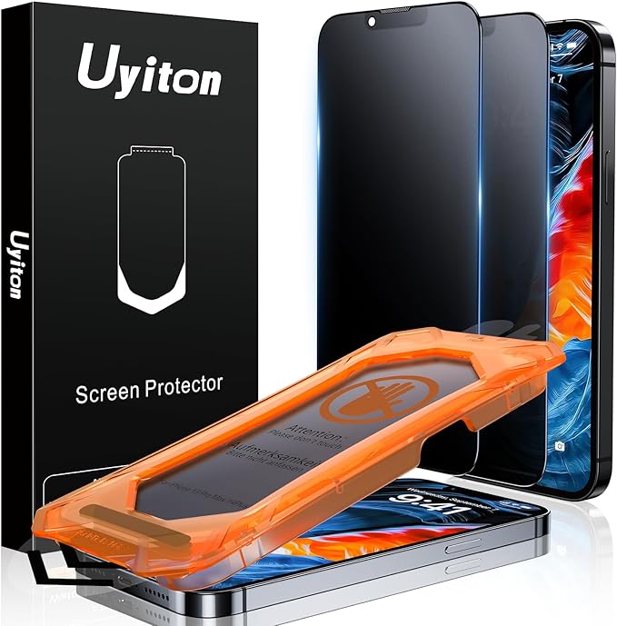 Uyiton for iPhone 13 Pro Max/14 Plus Matte Privacy Screen Protector - Anti-Fingerprint [Easy to Install] Anti-Spy Shatterproof Full Coverage Case Friendly 9H Tempered Glass Screen Cover, 2 Pack
