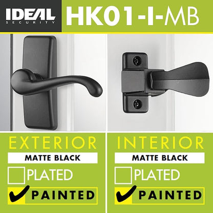 Ideal Security GL Door Lever Set with Keyed Deadbolt Lock for Storm and Screen Doors, Matte Black (4-Piece Set)
