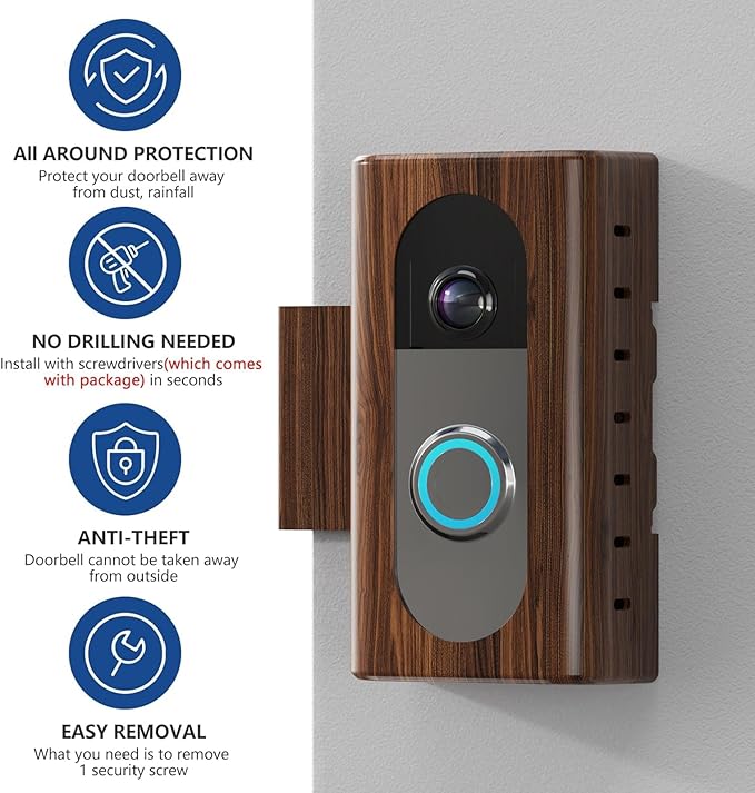 KIMILAR Anti-Theft Video Doorbell Mount Compatible with Most Wireless Video Doorbell, Adjustable Mounting Bracket Accessories for Houses, Apartments, Businesses