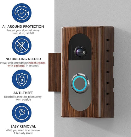 KIMILAR Anti-Theft Video Doorbell Mount Compatible with Most Wireless Video Doorbell, Adjustable Mounting Bracket Accessories for Houses, Apartments, Businesses