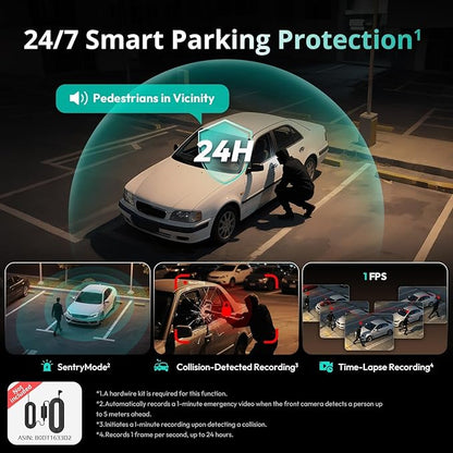 BOTSLAB 4K 3 Channel Dash Cam Front and Rear/Inside, 360°Dash Camera with 3.18" Touch Screen, Night Vision Dashcam, Voice Control, 24/7 Parking Mode Car Camera, Free 128GB Card 5.8GHz WiFi & GPS