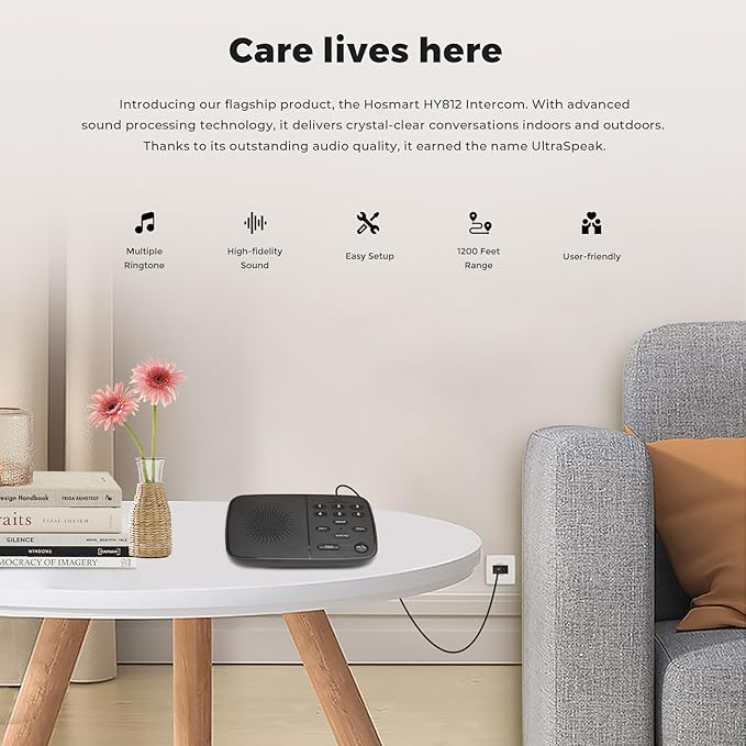 Hosmart UltraSpeak Pro Intercoms Wireless for Home, Two-Way Real-time Intercom Full Duplex Wireless Intercom System for Home Use, Clear Sound House Intercom System for Business with 1200 Feet Range