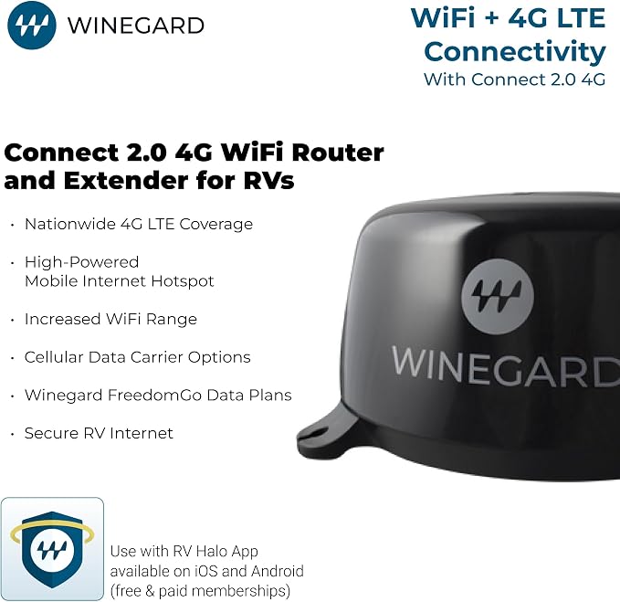 Winegard 434719 Connect 2.0 4G2 (WF2-435) 4G LTE and Wi-Fi Extender for RVs