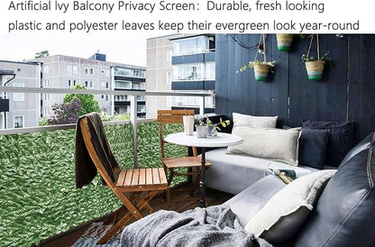 Privacy Fence Screen Artificial Ivy Grass Wall Screen 120x40 in Balcony Fence Privacy Screen Faux Vines Green Backdrop Fake Ivy Wall Panels Hedge Fence for Patio,Garden, Backyard Indoor Outdoor deocr