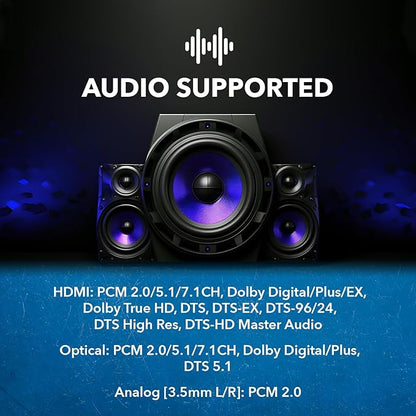OREI 4K Multi HDMI Viewer Quad 4 in 2 Out, Matrix Switcher 4 Ports Seamless IR Remote Support 4K @ 60Hz 1080P for PS4/PC/DVD/Security Camera, HDMI Switch Optical Audio L/R Output - UHD-402MV