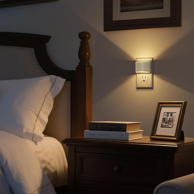 DORESshop Night Light, Night Lights Plug into Wall, Adjustable, 3000K | 3 Level Brightness Adjustable Night Light, Dusk to Dawn Sensor Nightlights for Adults, Bedroom, Bathroom, Hallway, 4 packs