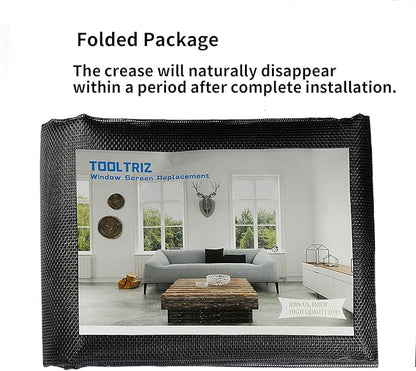 Tooltriz Pet Proof Window Screen Replacement, 39 inch W x 100 inch L, Upgraded Thicken Charcoal Mesh for Sliding Pet Screen Door Repair - Screen Door Protector for Dogs Patio Screen mesh