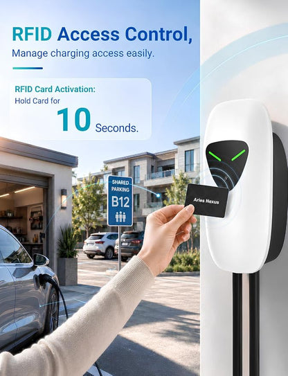 48A Level 2 EV Charger Station Hardwired, J1772 240V 11.5kW WiFi App 25ft | Garage Home Driveway EV Charger,2.4GHz Smart Control,RFID Access,Indoor Outdoor Installation,UL ETL FCC Certified,Overheat